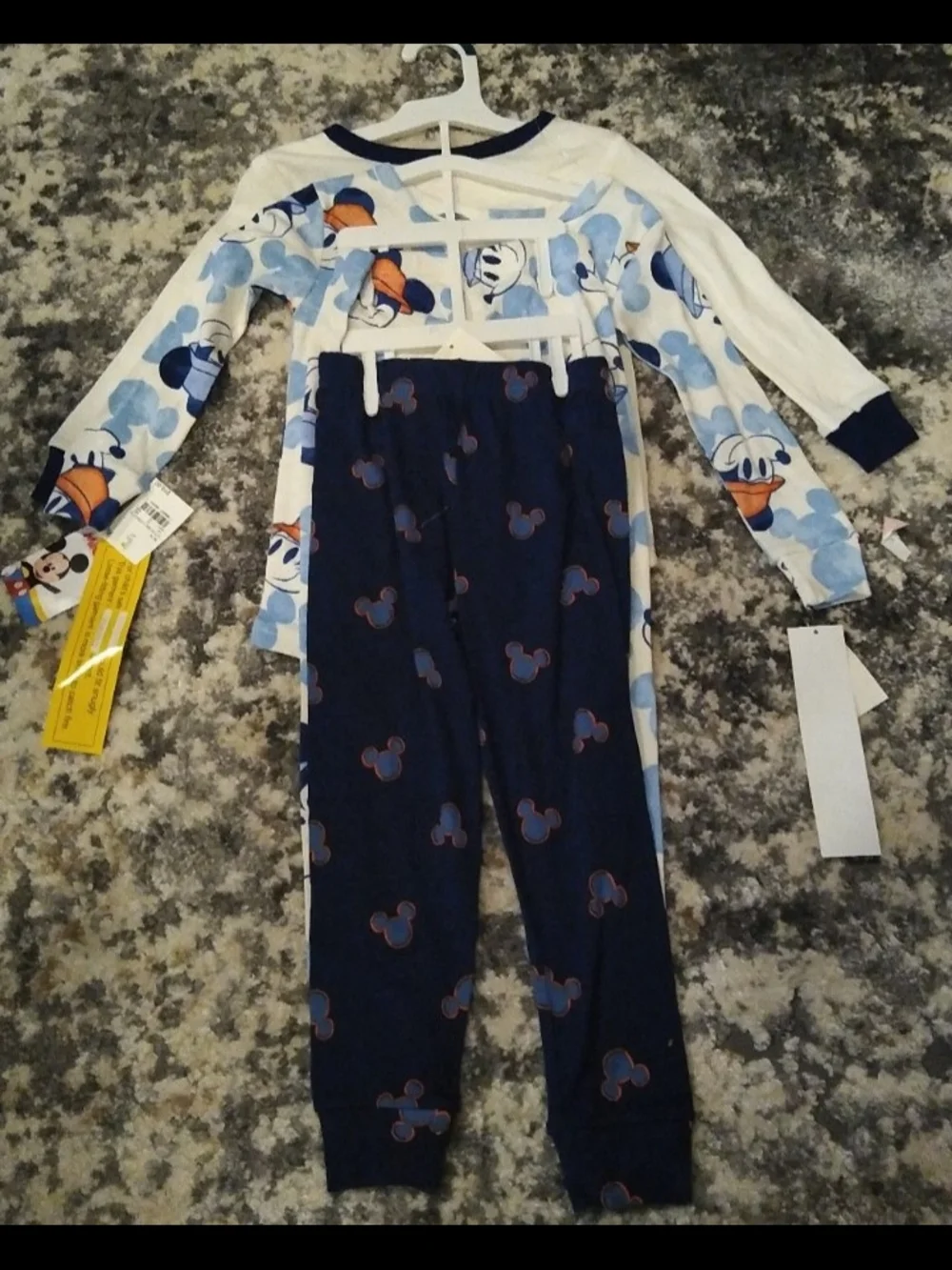 New Disney Boys Mickey Mouse Navy, Light Blue & White Pajama Set 4T